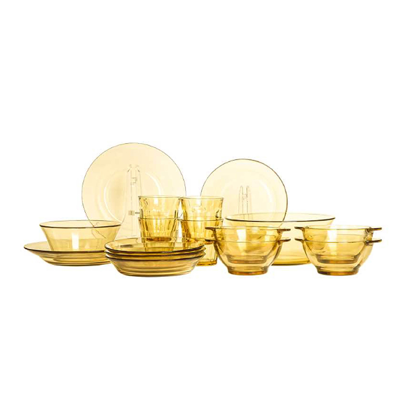 康宁PYREX餐具Shiny晶耀系列玻璃餐具16b件组PX-SY16B/HP（单位：套） 琥珀色